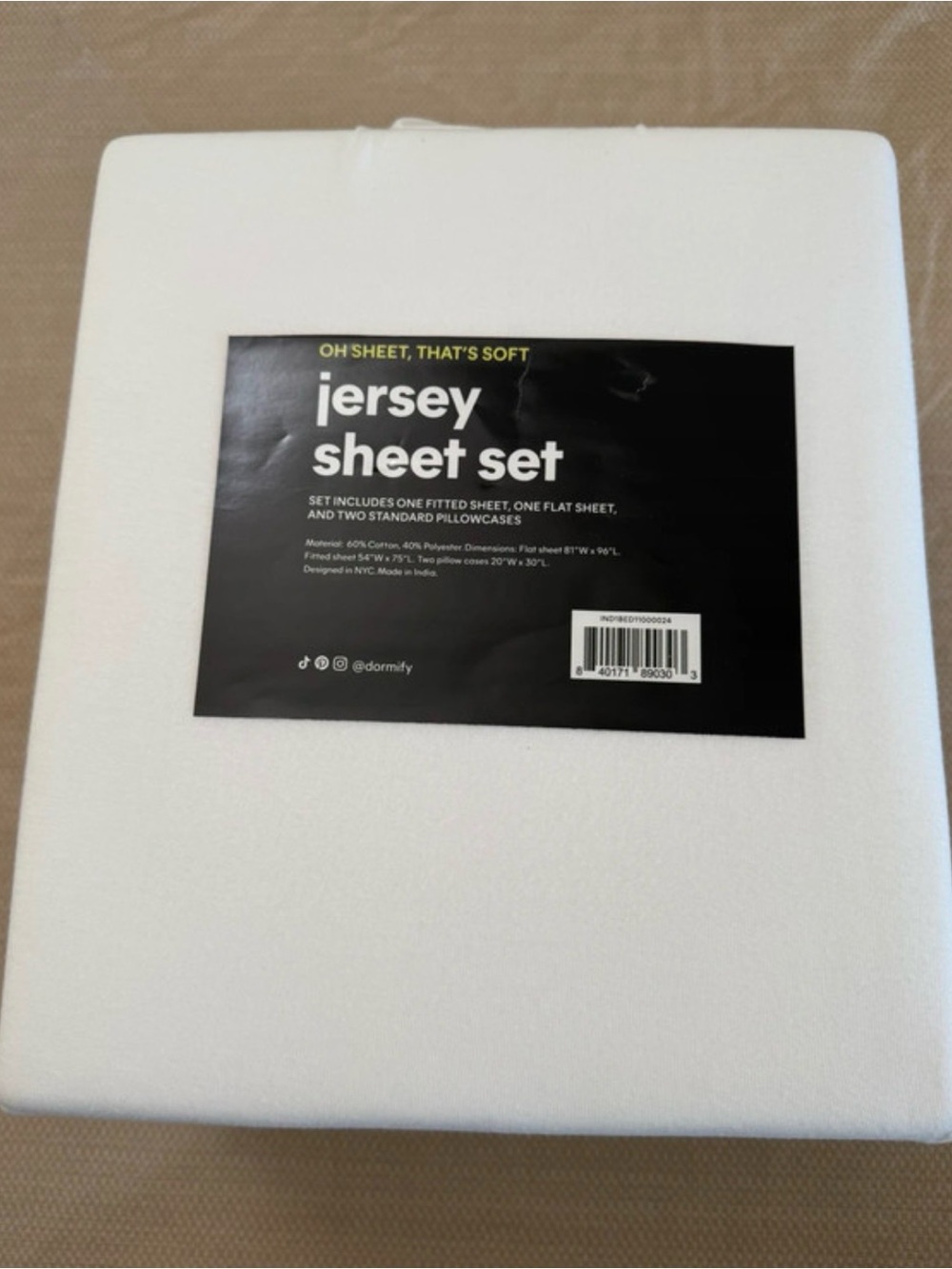4- pieces queen size White Jersey Sheet Set